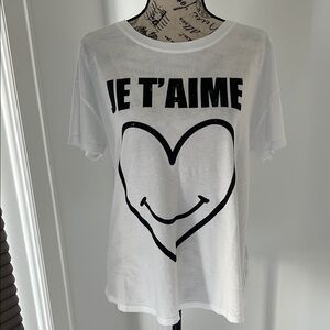 Chic White Tee with Heart Graphic